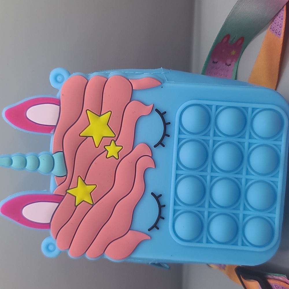 Unicorn push and pop it fidget toy crossbody bag